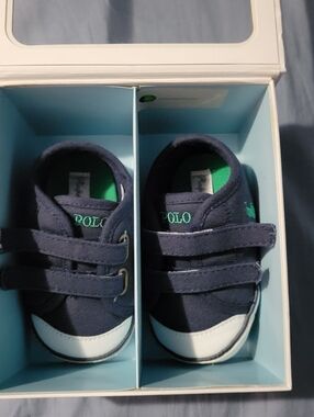 EUC Ralph Lauren Navy Canvas Baby Sneakers